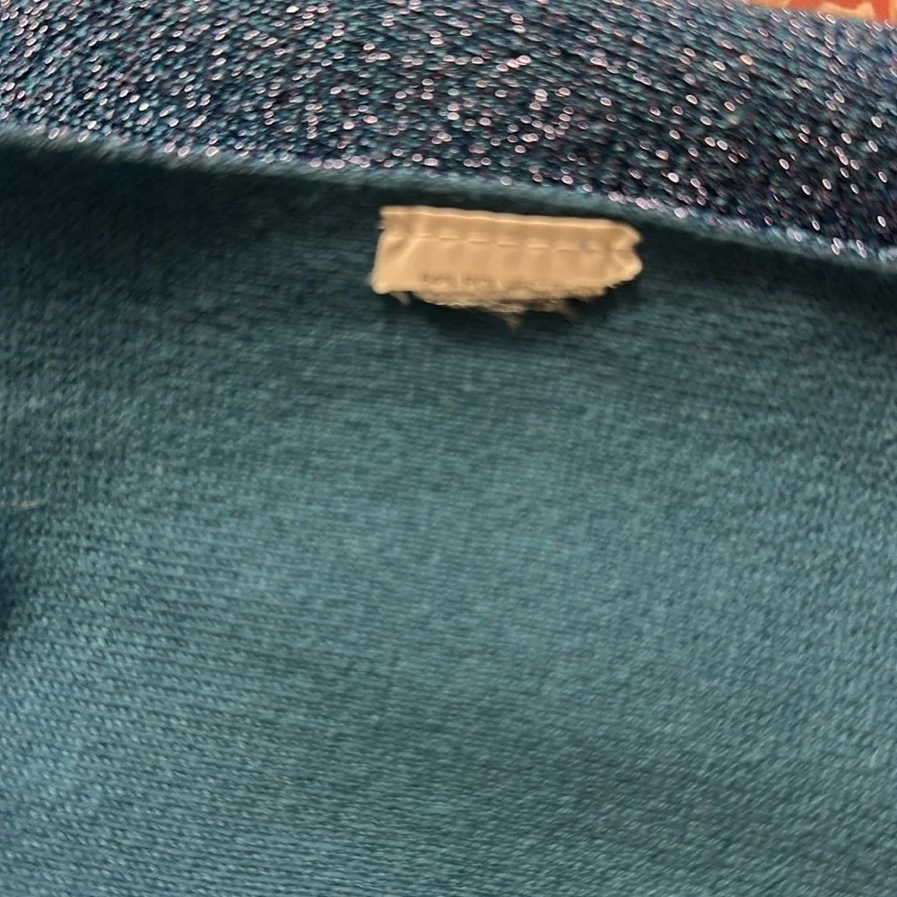 J. Crew Womens Blue Sparkle Knit Side Slit Sweater Sz Small Party Boho Coastal